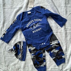 ❄️3/$15 Bundle & Save - Blue Camouflage Baby Outfit Set